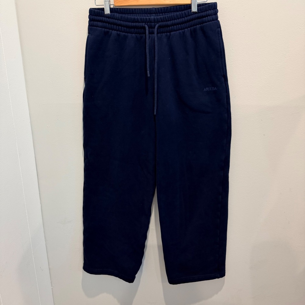 Aritzia Navy Sweatfleece Boyfriend Fit Sweatpants Cozy Lounge | Size M